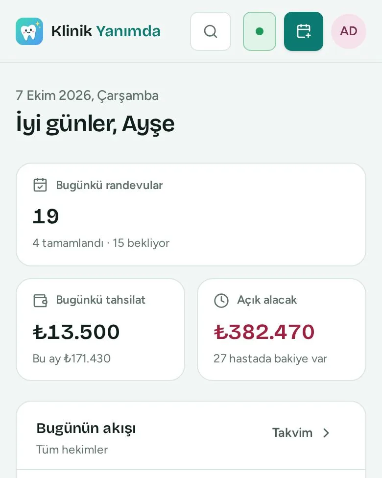 Telefonda günün özeti: randevular, tahsilat, açık alacak